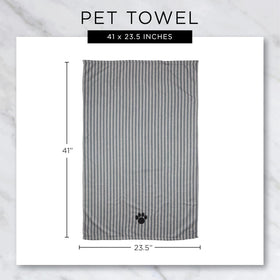 Pet Grooming Towel Collection Absorbent Microfiber X-Large, 41X23.5", Embroidered Taupe
