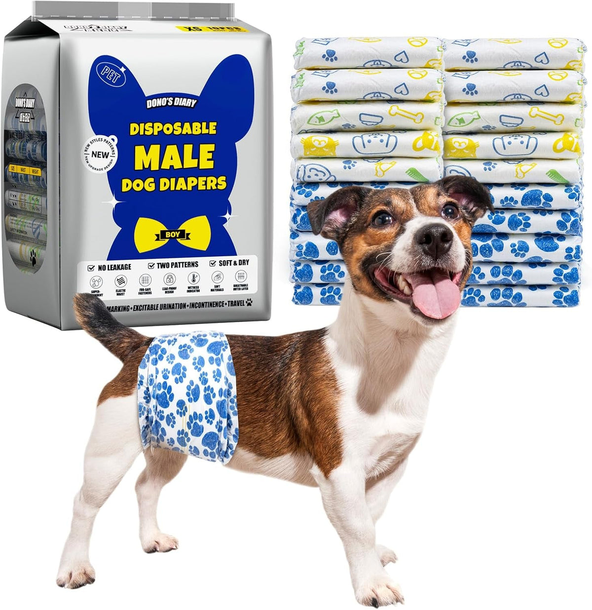 Male Dog Diapers Disposable & Leakproof Wraps 60 Count