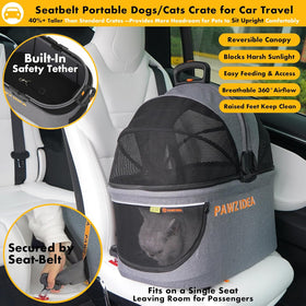 Pet Stroller 4-In-1, Foldable Dog Stroller with Detachable Carrier for Small Medium Dogs & Cats, Escape-Proof No-Zip Canopy, Lightweight Portable Travel Crate & Car Seat Combo, Storage Basket
