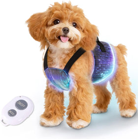LED Dog Harness Light Up Fiber Optic Remote Control Small Dogs