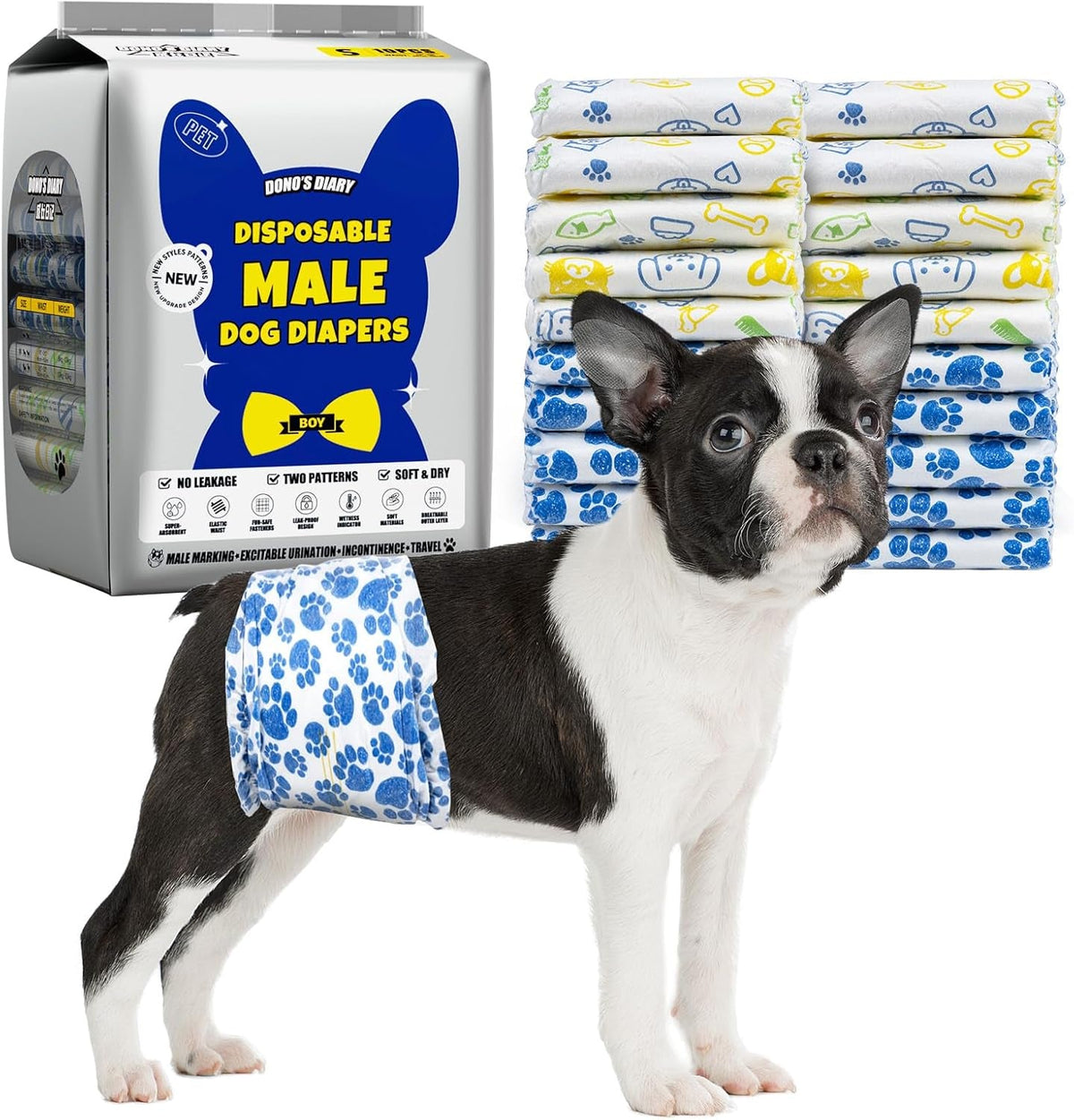 Male Dog Diapers Disposable & Leakproof Wraps 60 Count