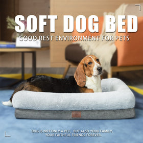Orthopedic Dog Bed for Medium Dogs, Removable Washable Cover & Non-Skid Bottom, 31 X 25 Inch, Gray