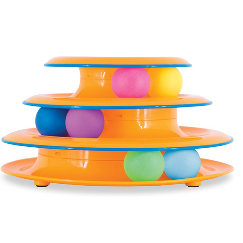 3-Tier Cat Track Toy – Interactive Spinning Ball Tower
