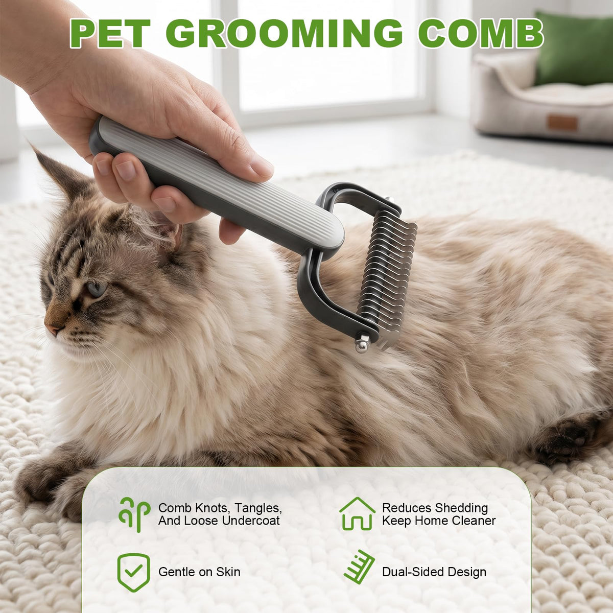 Double-Sided Dematting Comb For Dogs & Cats