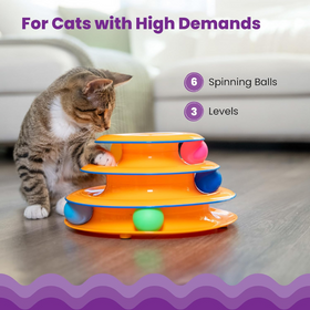 3-Tier Cat Track Toy – Interactive Spinning Ball Tower