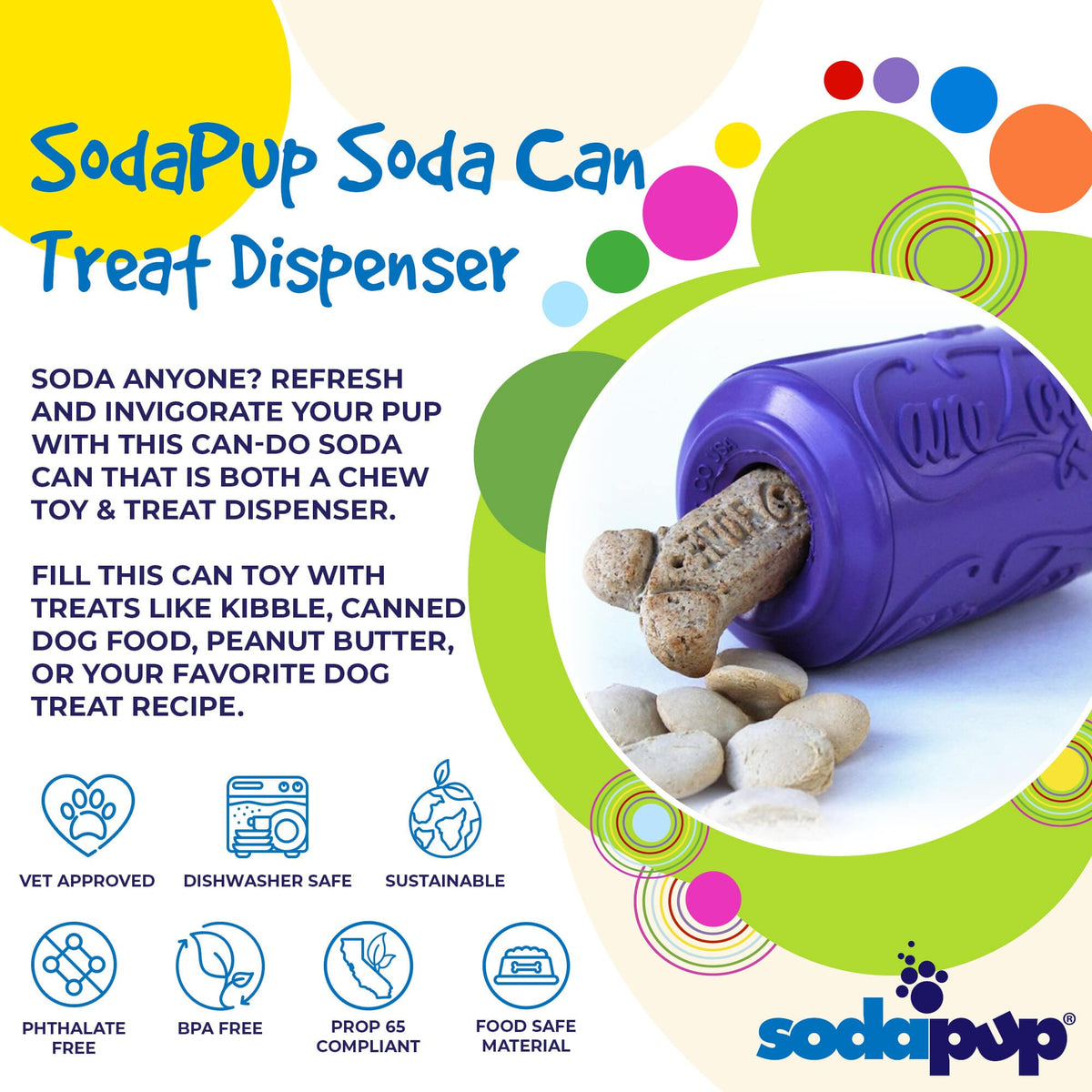 Can Toy Rubber Dog Chew Toy & Treat Dispenser