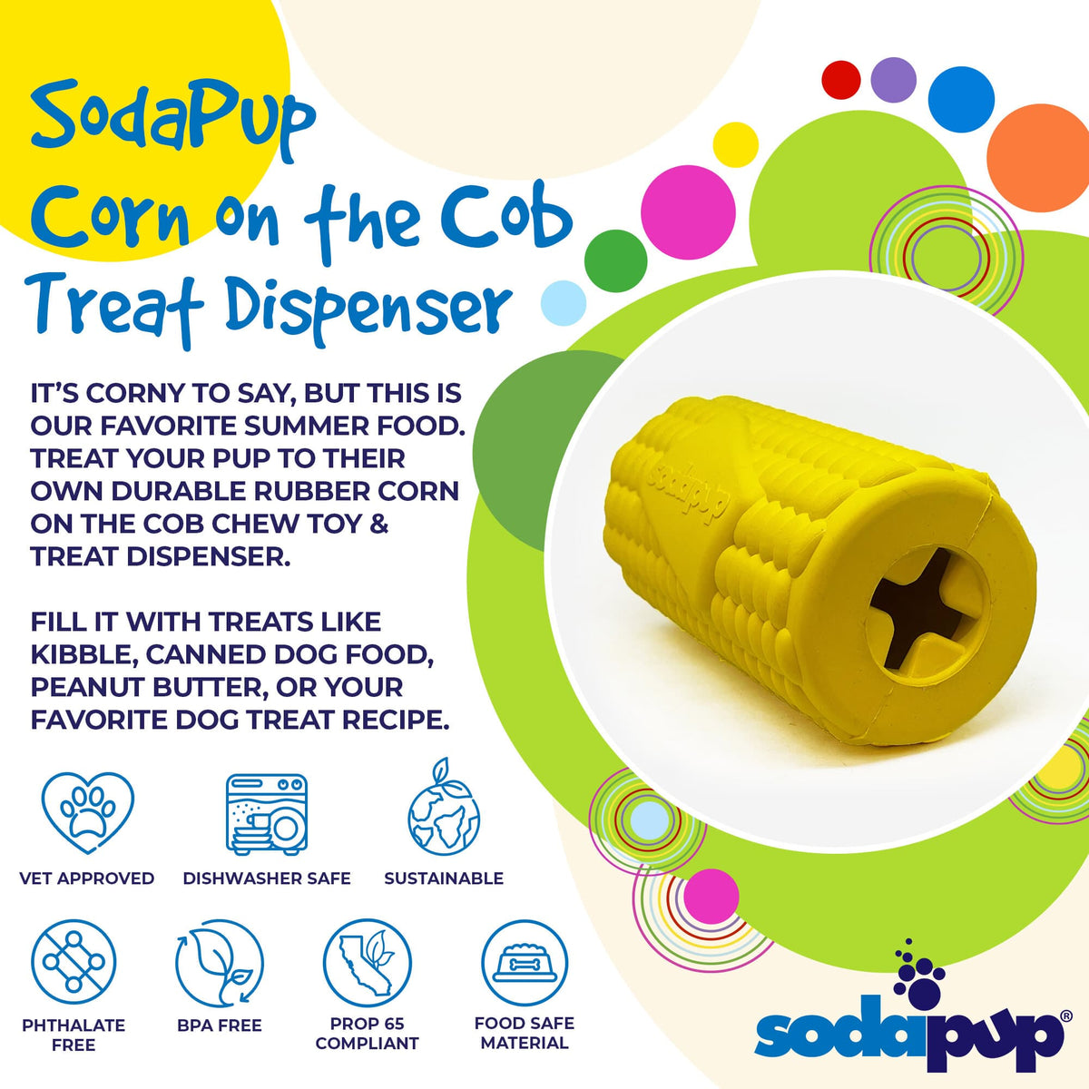 Corn on the Cob Dog Treat Dispenser