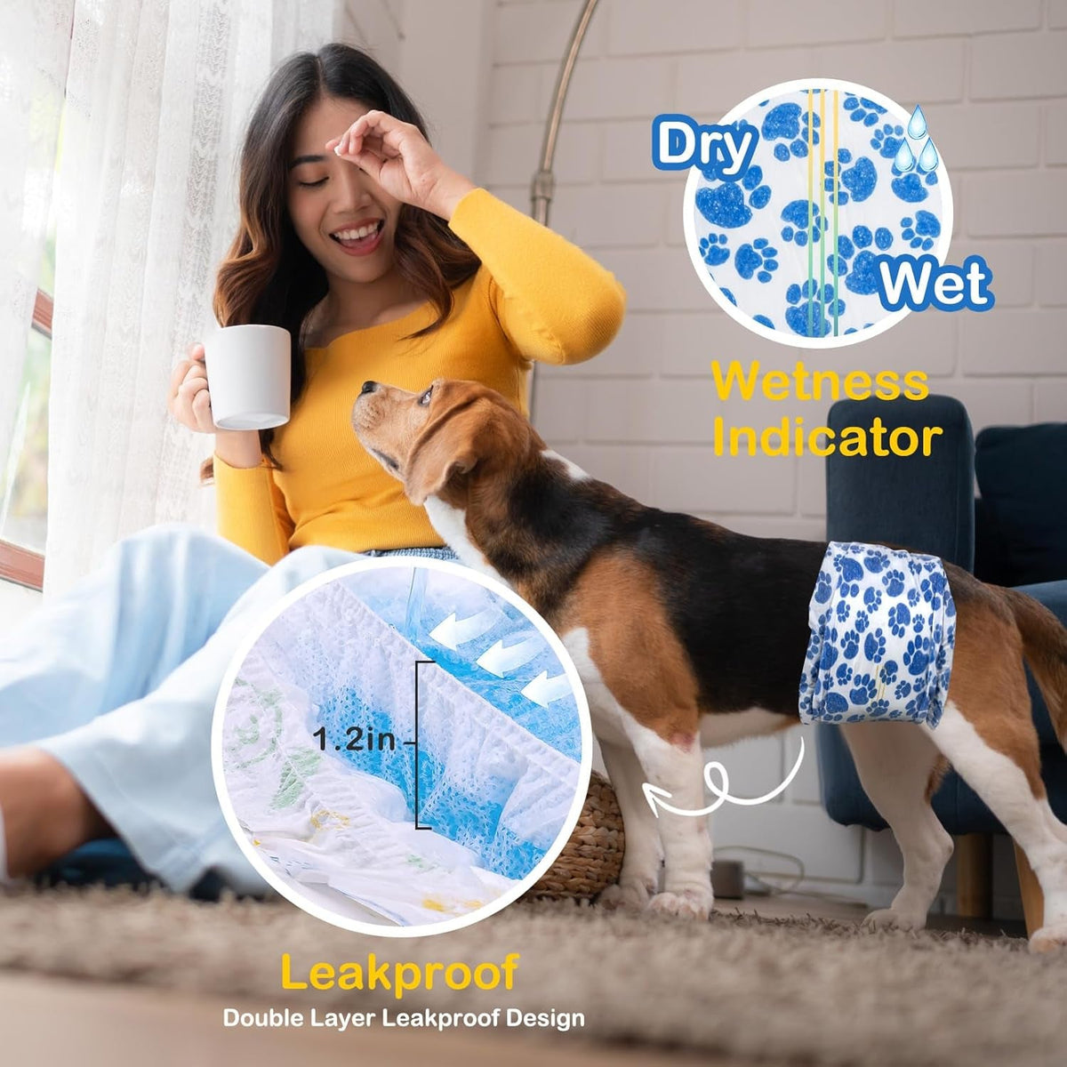 Male Dog Diapers Disposable & Leakproof Wraps 60 Count