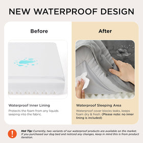 Bedsure Orthopedic Dog Bed Medium Size Dogs - Washable Small Medium Dog Cat Bed Waterproof, Comfort Cats Couch Sofa with Washable Removable Cover, Pets Bed with Nonskid Bottom, Grey, 28"