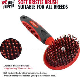 round Bristle Soft Brush for Dogs and Cats | Gentle Grooming for Short or Long Hair | Soft Pin Tool for Sensitive Skin | Detangle & Remove Loose Fur | for Dematting & Detangling Undercoat