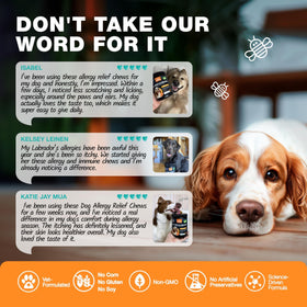 Dog Allergy Relief Chews with Probiotics, Colostrum, Salmon Oil