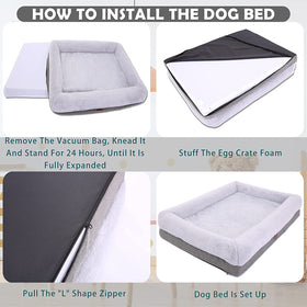 Orthopedic Dog Bed for Medium Dogs, Removable Washable Cover & Non-Skid Bottom, 31 X 25 Inch, Gray