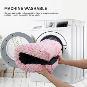 Washable Dog Bed Deluxe Plush Dog Crate Beds Comfy Kennel Pad Anti-Slip Pet Sleeping Mat for Large, Jumbo, Medium, Small Dogs Breeds, 29" X 21", Pink