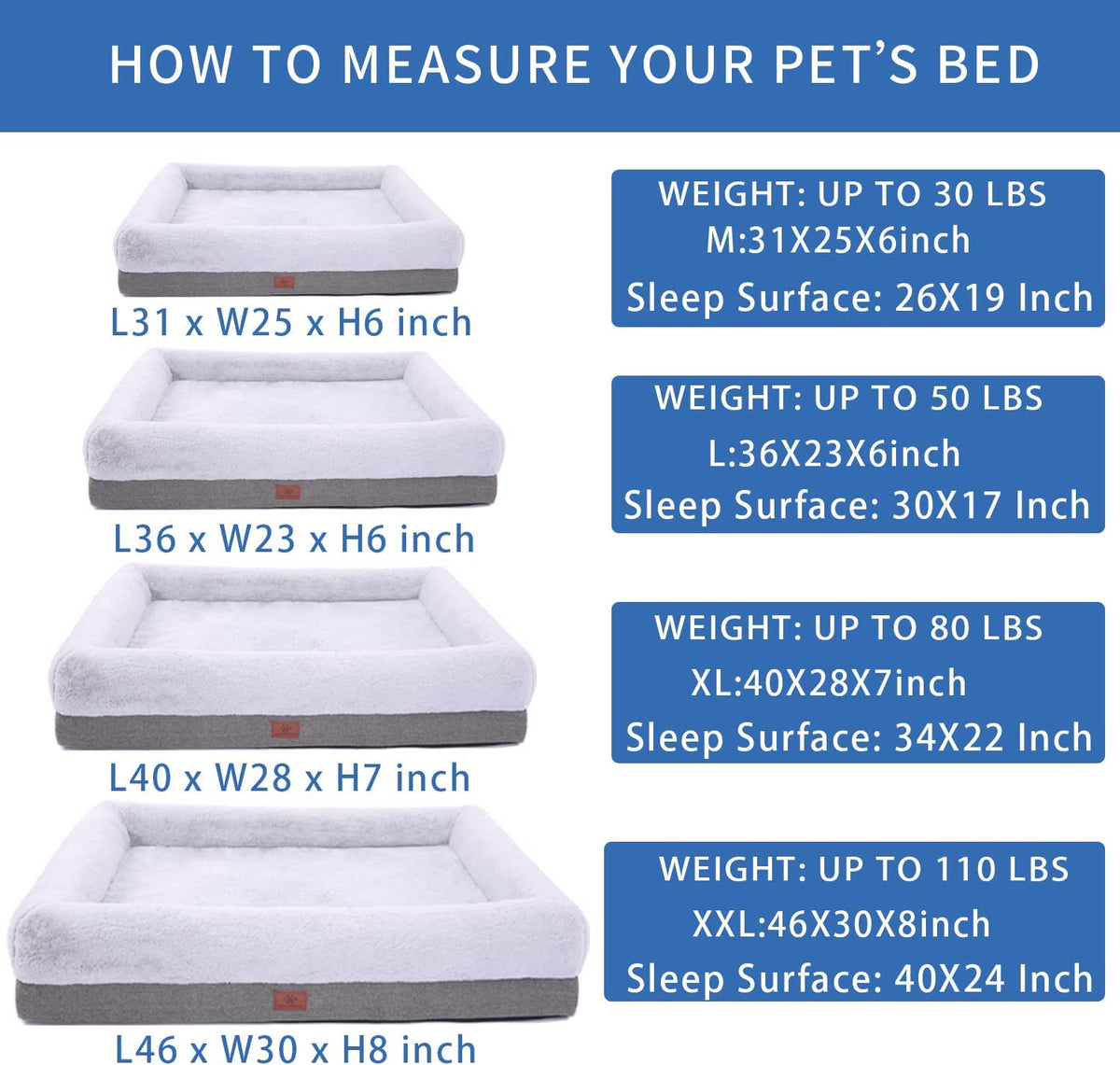 Orthopedic Dog Bed for Medium Dogs, Removable Washable Cover & Non-Skid Bottom, 31 X 25 Inch, Gray