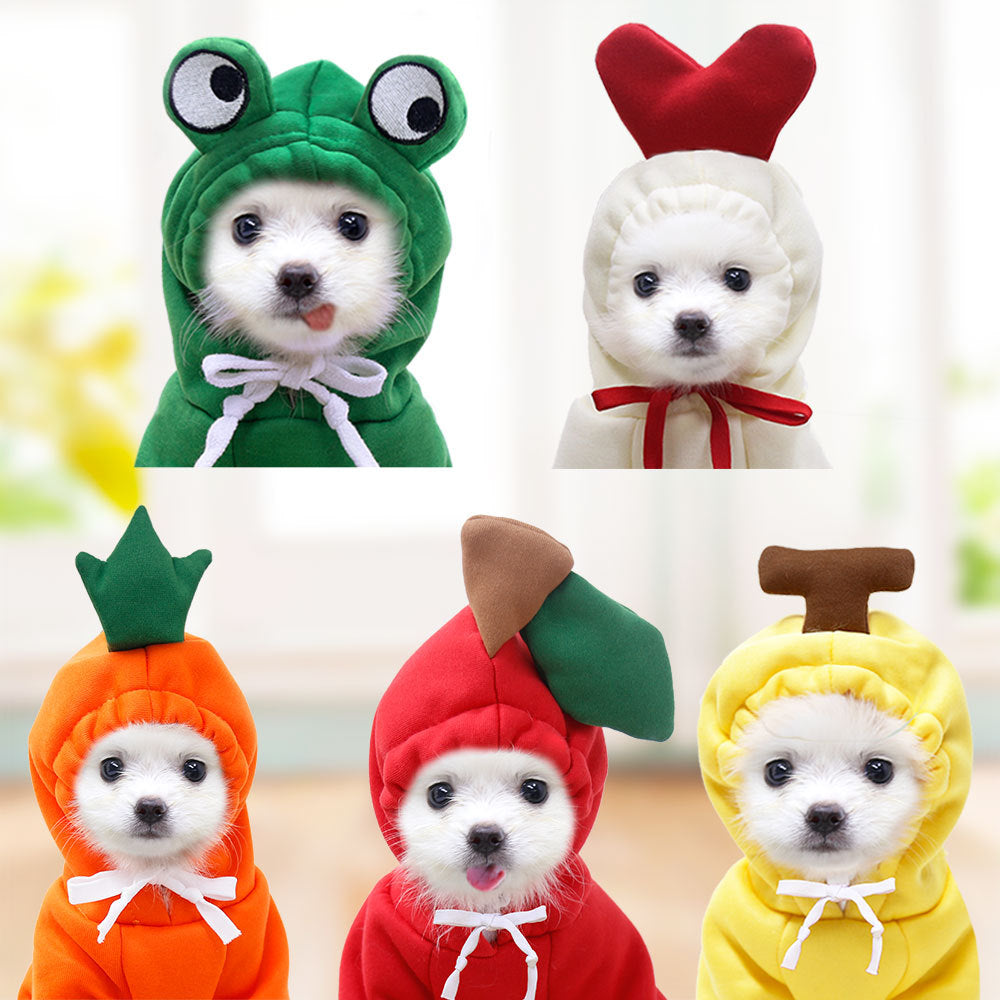 Fruit-Print Fleece Hoodie for Small Dogs