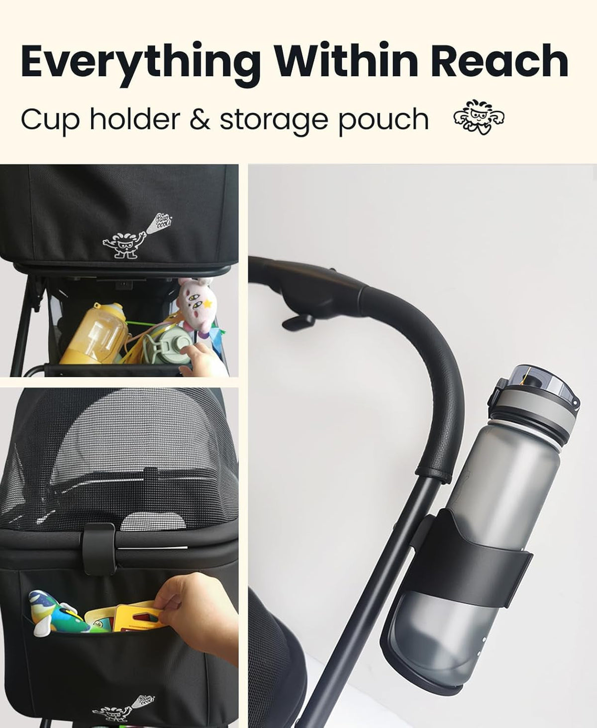 Stroller Foldable Removable Carrier 33lb Black
