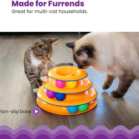 3-Tier Cat Track Toy – Interactive Spinning Ball Tower