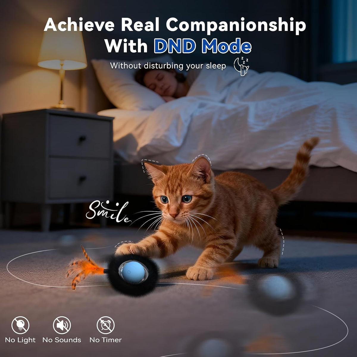 Interactive Cat Toy for Indoor Cats, Motion Activated Ball &7-Hole Maze Mat