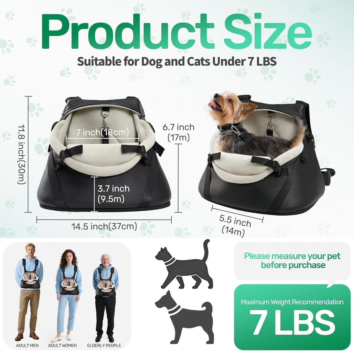 Small Pet Car Seat Booster Travel Seat up to 7lbs