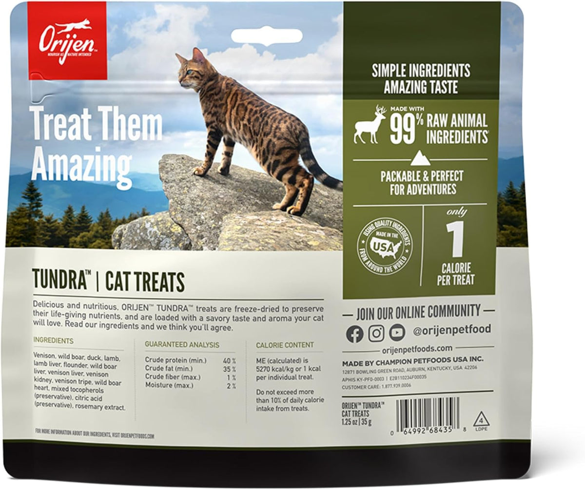 ORIJEN Freeze Dried Cat Treats Grain Free, 1.25Oz Bag | 99% Animal Ingredients, Freeze Dried, Grain Free, High Protein, 1 Calorie Each, Ideal for Training, Nutrients Locked In
