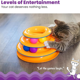 3-Tier Cat Track Toy – Interactive Spinning Ball Tower