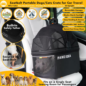 Double Pet Stroller with 2 Detachable Carrier, Lightweight Portable Travel Crate & Car Seat Combo & Tsa-Approved Expandable Carrier, Foldable Jogger Stroller for 2–4 Cats or Small/Medium Dogs