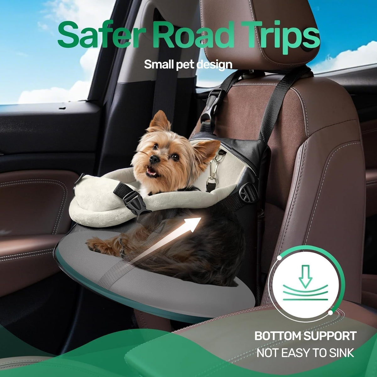 Small Pet Car Seat Booster Travel Seat up to 7lbs