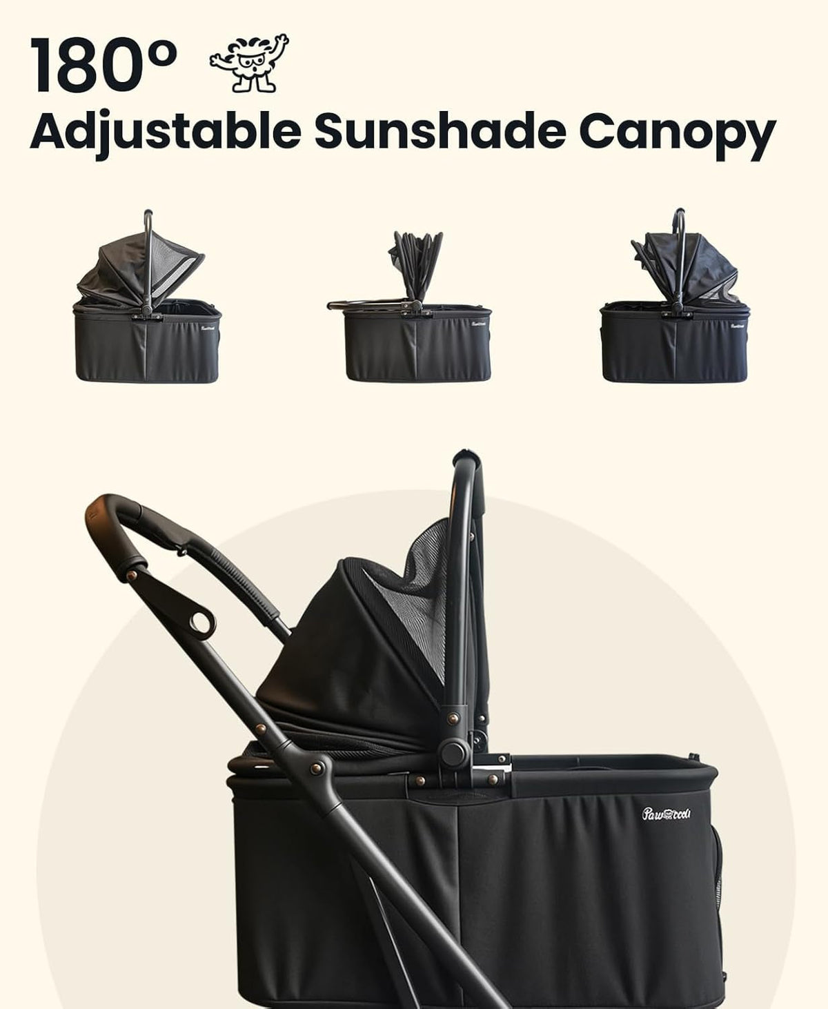 Stroller Foldable Removable Carrier 33lb Black