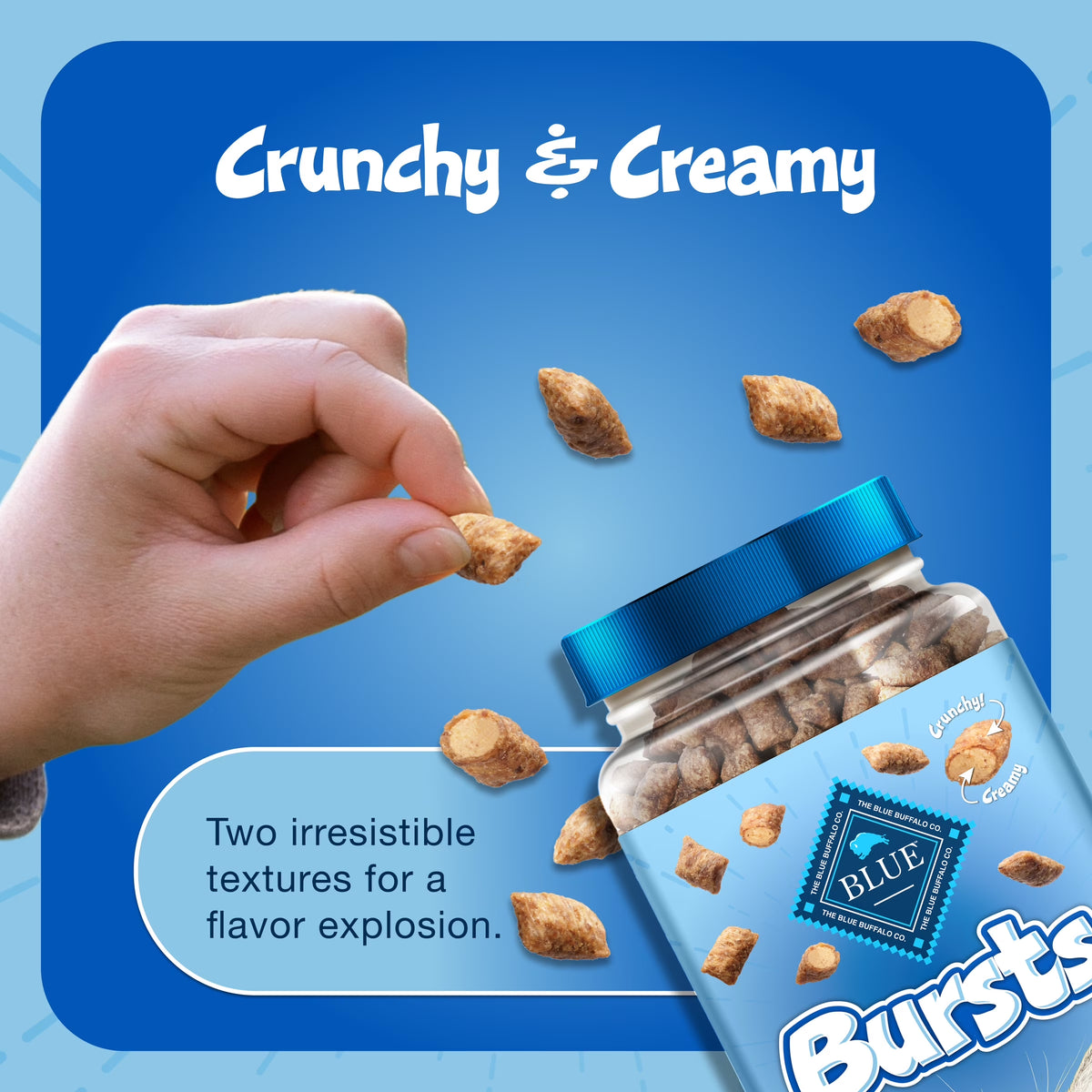 Bursts Chicken Flavor Crunchy Treats for Cats, Whole Grain, 5 Oz. Bag