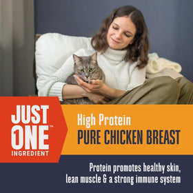 Whole Life Cat Just One Chicken Freeze Dried Cat Treats - Human Grade High Protein Food, Healthy Training Snacks, Freeze Dried Chicken Food Toppers, USA Made Natural Treats - 9 Oz (Pack of 1)