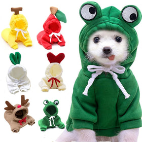 Fruit-Print Fleece Hoodie for Small Dogs