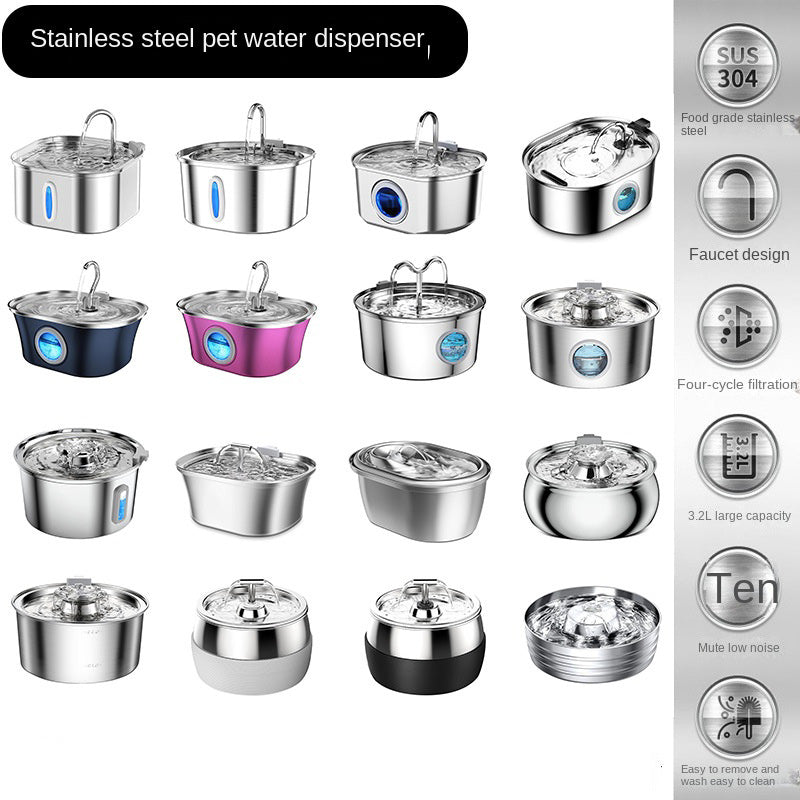 Stainless Steel Smart Pet Water Dispenser - Multiple Styles