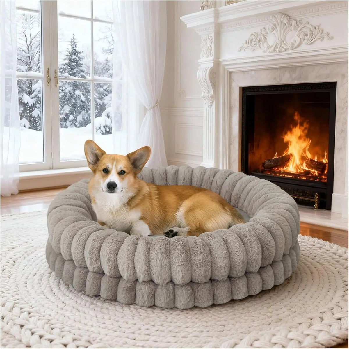 Luxury Donut Dog Bed | Orthopedic Calming Round Bed (Washable)