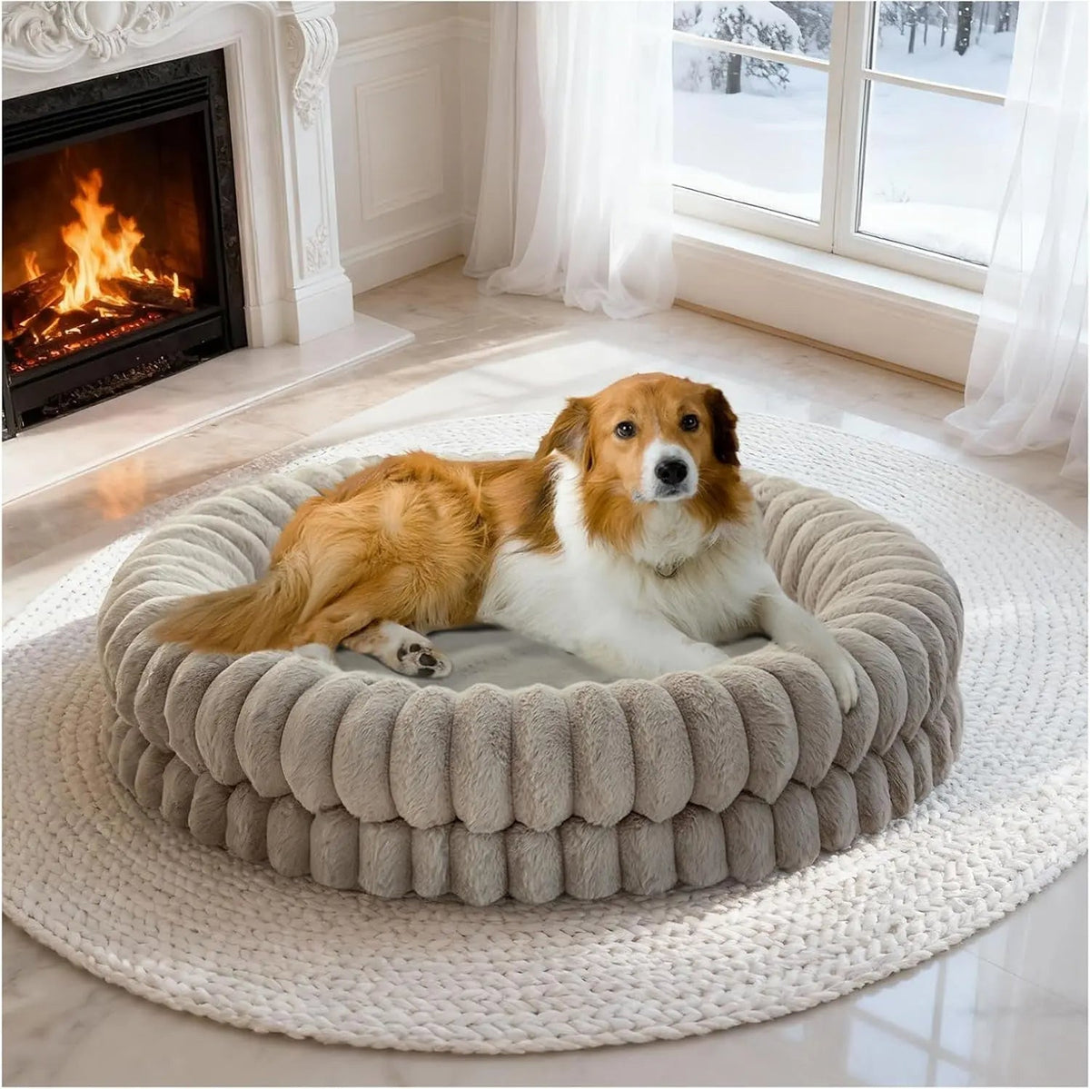 Luxury Donut Dog Bed | Orthopedic Calming Round Bed (Washable)