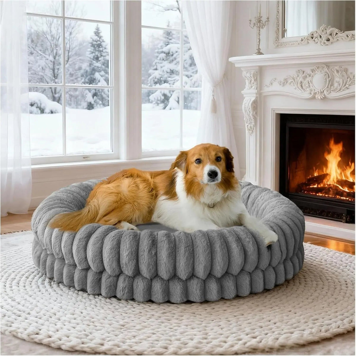 Luxury Donut Dog Bed | Orthopedic Calming Round Bed (Washable)