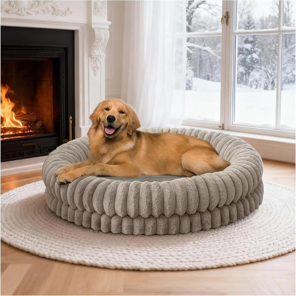 Luxury Donut Dog Bed | Orthopedic Calming Round Bed (Washable)