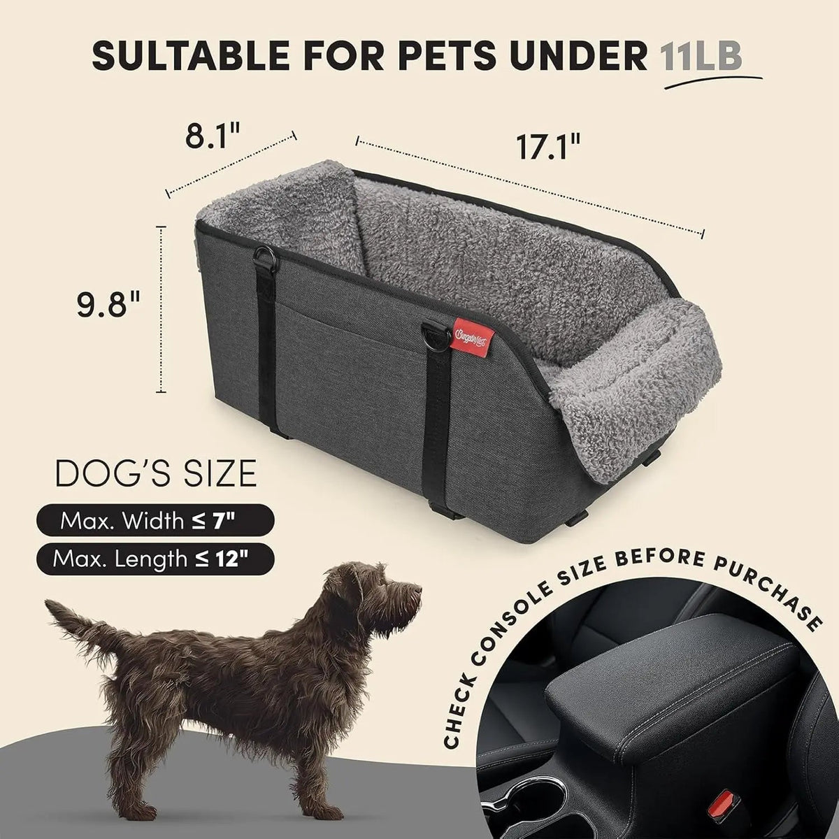 Center Console Car Seat, Portable Pet Booster Seat