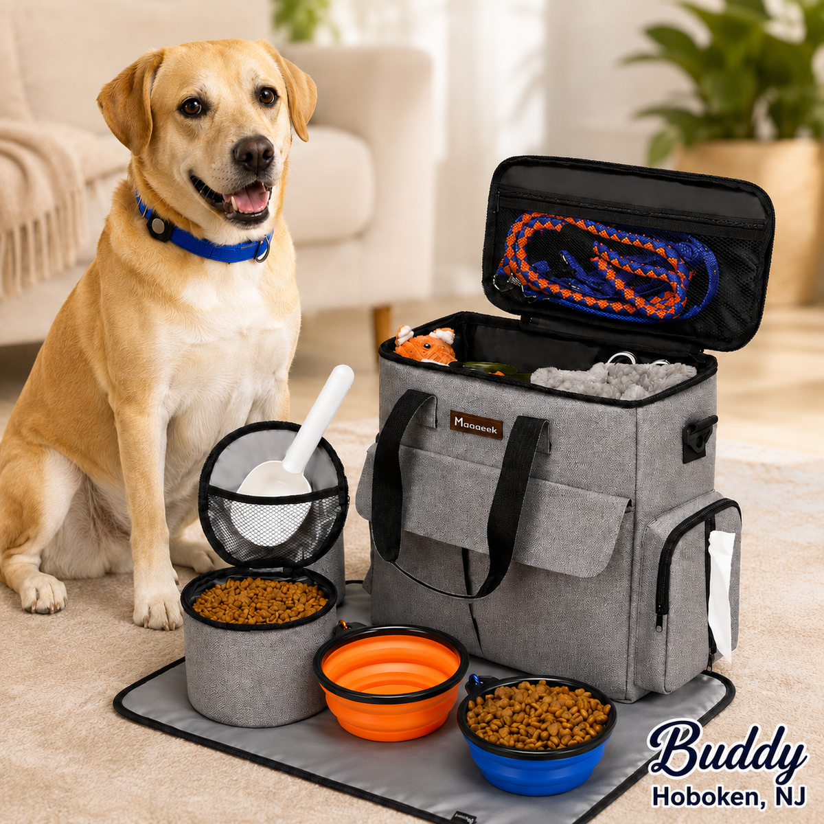 Weekend Pet Travel Set for Dog and Cat, Grey