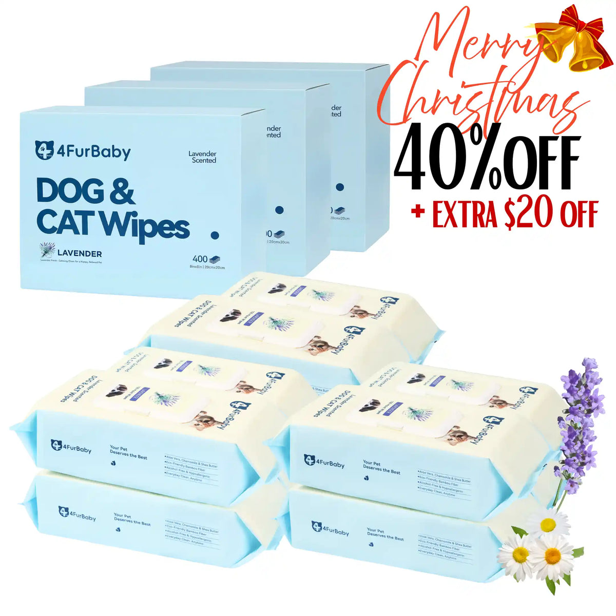 Grooming Wipes, Plant-Based, Hypoallergenic, 400 Count