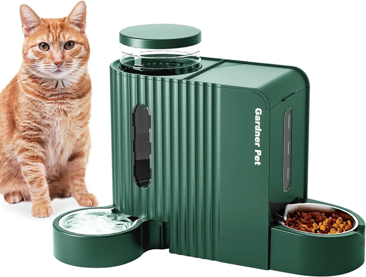 Gravity Pet Feeder & Water Dispenser Set with Stainless Steel Bowls