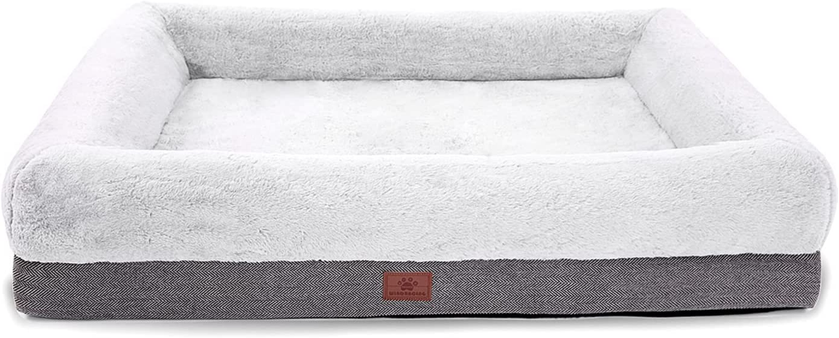 Orthopedic Dog Bed for Extra Large Dogs, Removable Washable Cover & Non-Skid Bottom, 46 X 30 Inch, Gray