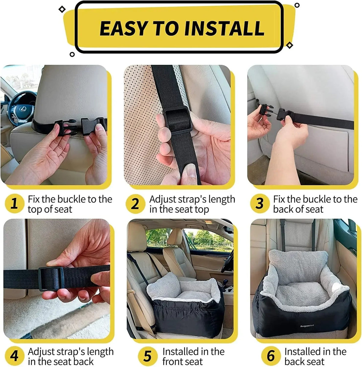Washable Pet Car Seat Booster for Small Dogs & Cats