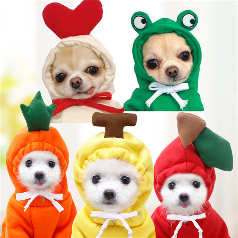 Fruit-Print Fleece Hoodie for Small Dogs