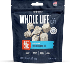 Whole Life Cat Just One Turkey Freeze Dried Cat Treats - Human Grade High Protein Food, Healthy Training Snacks, Freeze Dried Turkey Food Toppers, USA Made Natural Treats - 8 Oz (Pack of 1)