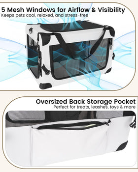 Large Cat Carrier for 2 Cats Soft Sided Travel Crate Up to 55lbs