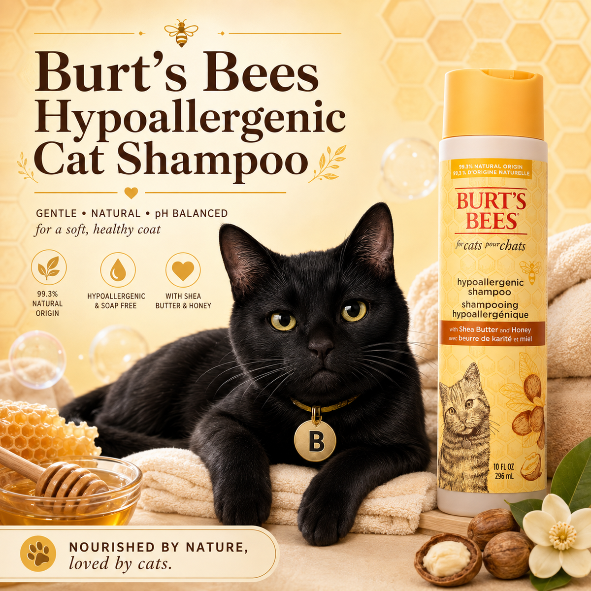Hypoallergenic Cat Shampoo, Gentle Formula, Fragrance-Free, 10 Fl Oz - 2 Pack