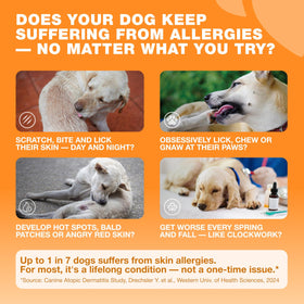 Dog Allergy Relief Chews with Probiotics, Colostrum, Salmon Oil