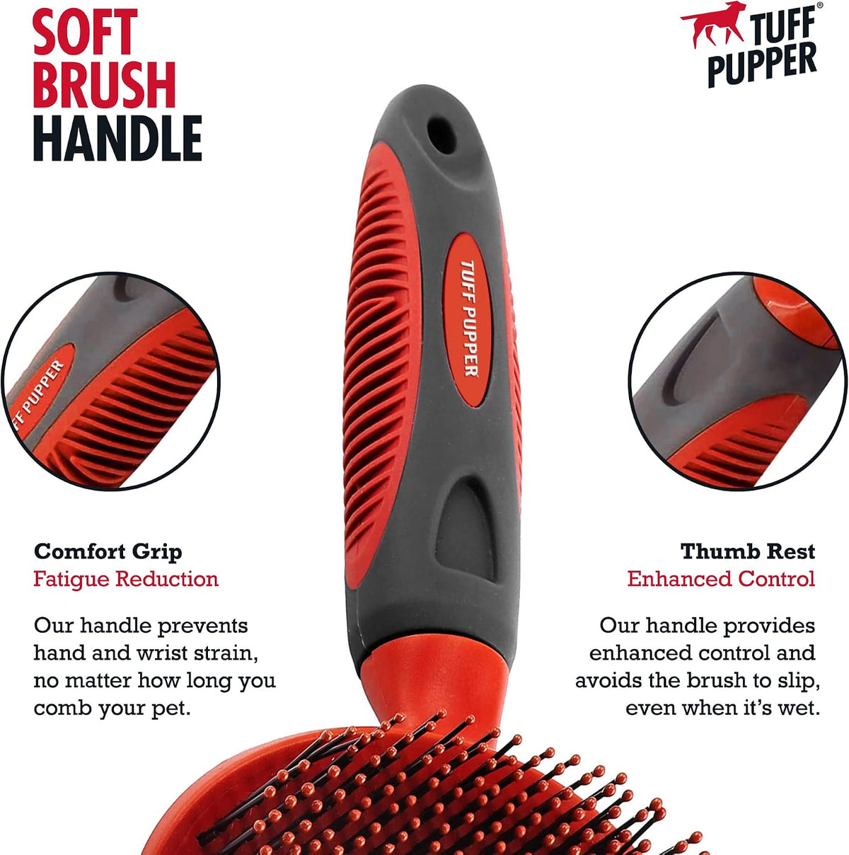 round Bristle Soft Brush for Dogs and Cats | Gentle Grooming for Short or Long Hair | Soft Pin Tool for Sensitive Skin | Detangle & Remove Loose Fur | for Dematting & Detangling Undercoat