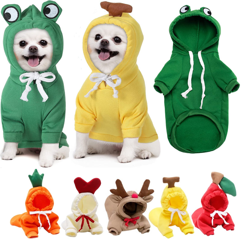 Fruit-Print Fleece Hoodie for Small Dogs