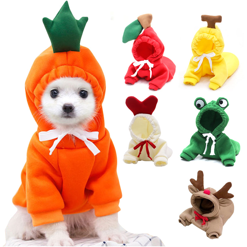 Fruit-Print Fleece Hoodie for Small Dogs